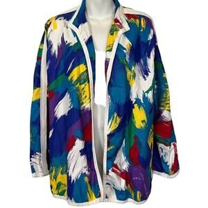 Da Rue of California USA Made Colorful Open Art to Wear Vintage Jacket Blazer 16